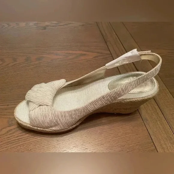 Naturalizer Premium Bettina Comfort Wedge Sandals Beige Gold Size 9.5 New In Box - Picture 4 of 12